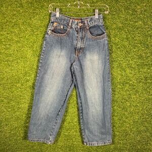 FUBU Jeans Kids Size 12 Denim Distressed Embroidered‎ Hip Hop Baggy